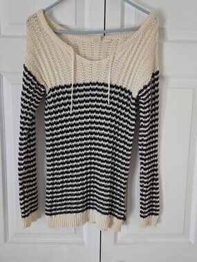 Roxy Women's Knit Pullover Sweater – Cream & Black – Size S